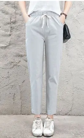 Ligentleman Women pants Casual Solid Spring Summer Cotton Linen Lady Ankle -length Capris Trousers Pencil Ligentleman Women pants Casual Solid Spring Summer Cotton Linen Lady Ankle -length Capris Trousers Pencil