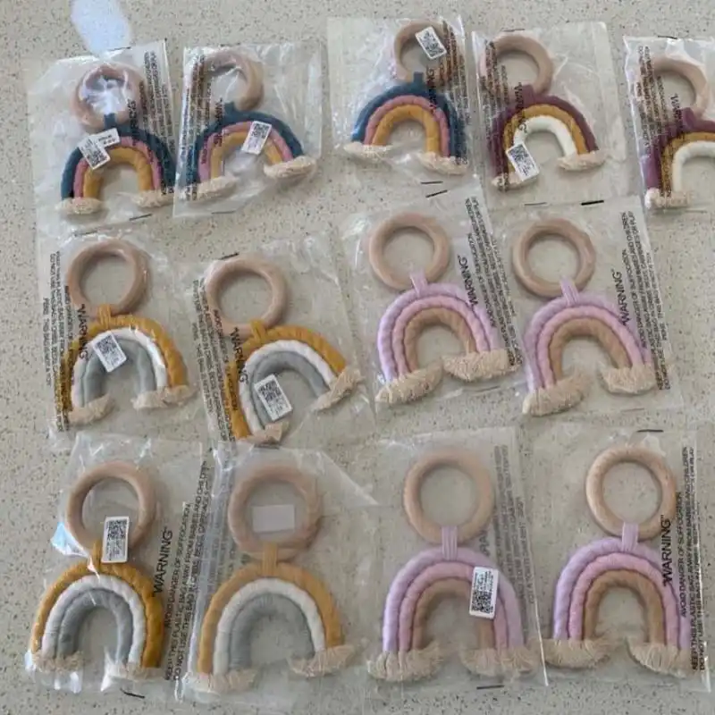 macrame rainbow teether