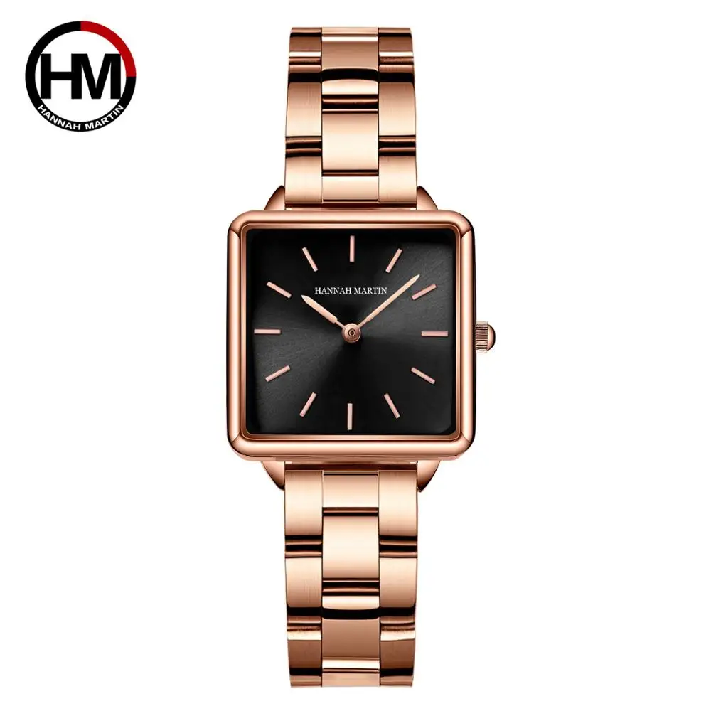 Simple Design New Style Band Japan Quartz Rose Gold Fashion Casual Brand Free Shipping Wristwatch Lady Square Watches For Women 8