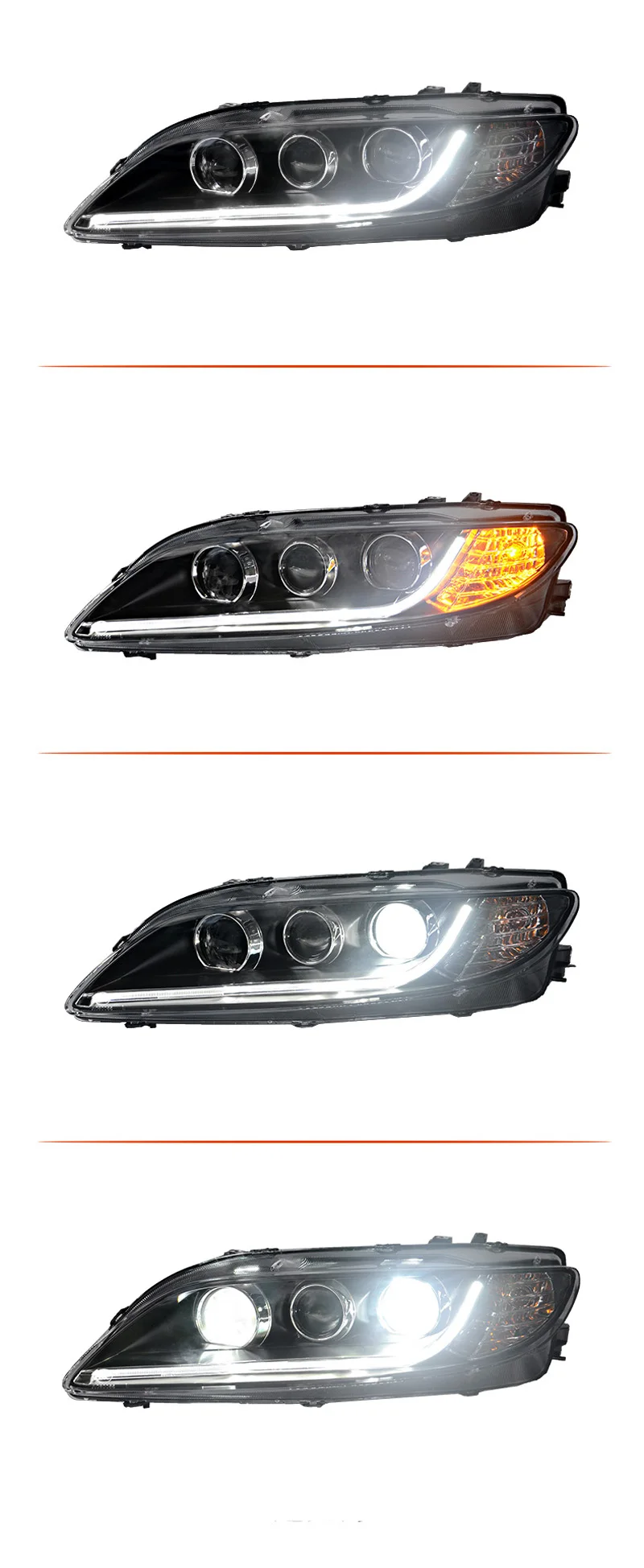JAZZ TIGER автомобильный Стайлинг светодиодный DRL Red Devil Eyes галогенный сигнал поворота головная лампа в сборе светодиодный фонарь для Mazda 6 2003-2012