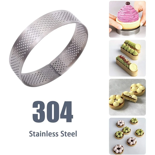 10Pcs 4.5cm Round Stainless Perforated Seamless Tart Ring Quiche Ring Tart Pan Pie Tart Ring with Hole Tart Shell Ring 2