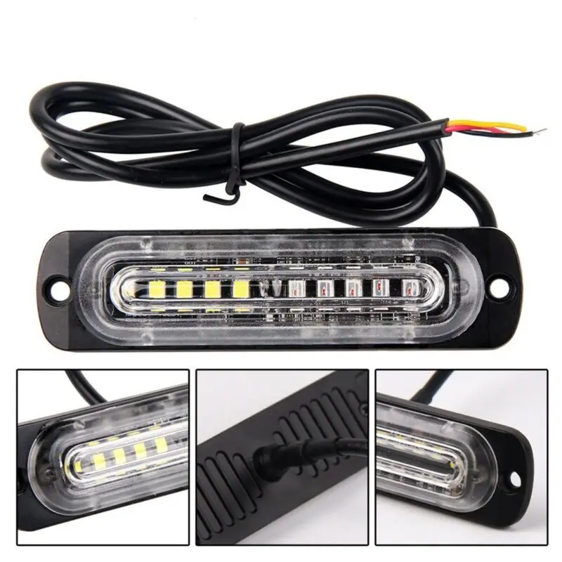 12V~ 24V 10 светодиодный стробоскопический светильник s 4 шт. набор аварийной Предупреждение ющий Маяк белый светильник тонкий дизайн автомобильные сигнальные лампы