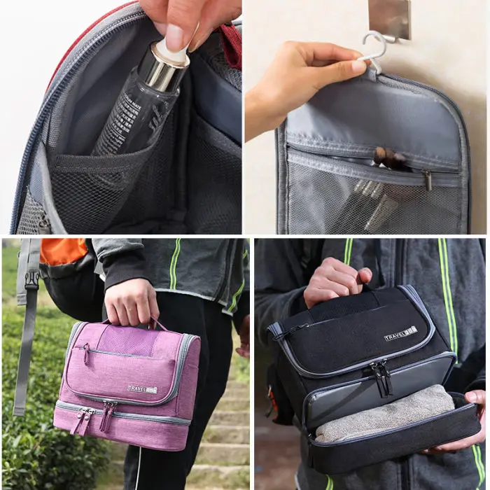 Waterproof Toiletry Wash Bag Hanging Travel Organizer Case Makeup Pouch with Hook DTT88