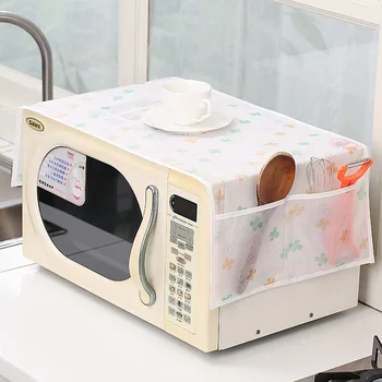 

Microwave Oven Cover Kitchen Oil Dust Waterproof Double Pockets Kitchen Accessories Supplies Home Decoration