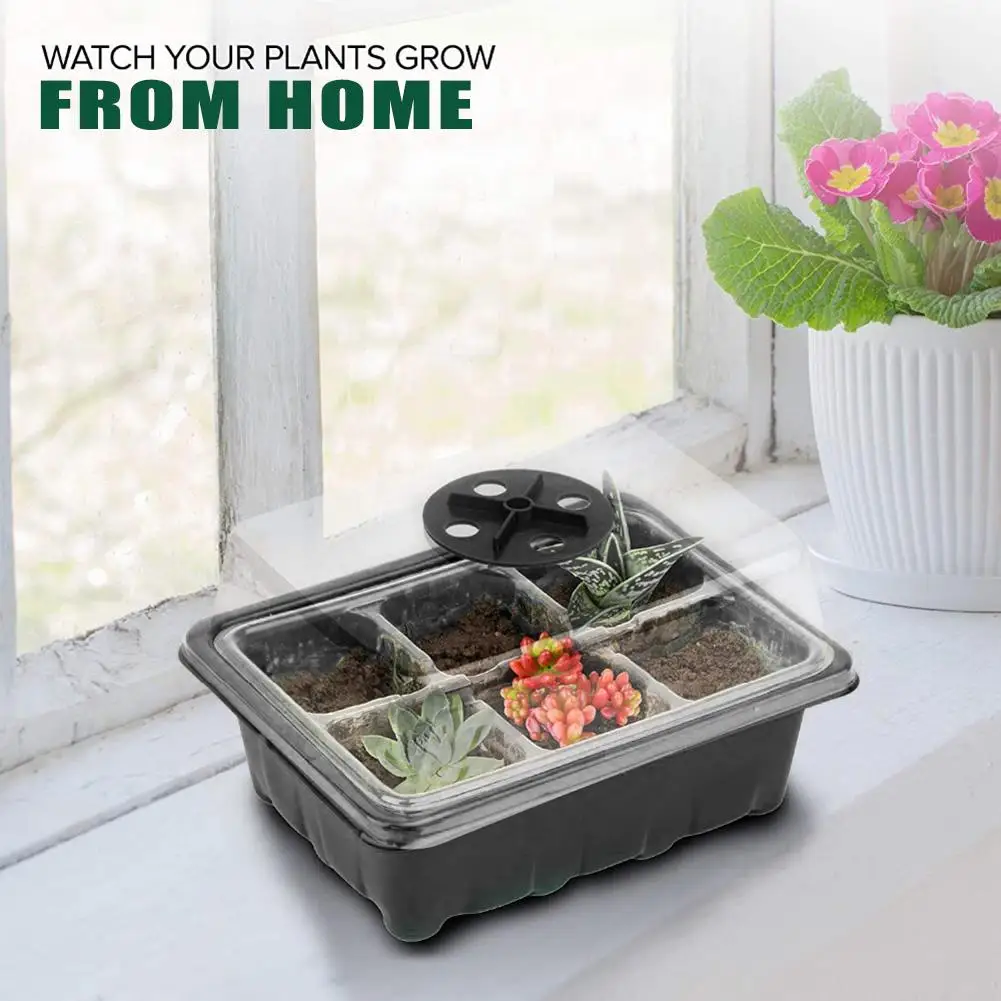 10pcs Seed Starter Tray Kit Garden Nursery Seedling Plant Germination Box Seedling Tray Humidity Adjustable Switch Garden Tools