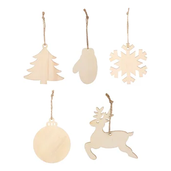

60pcs Christmas Decoration Creative Cartoon Wood Chip Pendant Hanging Ornaments