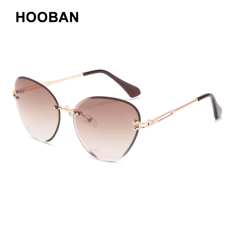 New Sunglasses Women Oversized Cat Eye Eyewear 2021 Gradient Brown Pink  Rimless Sun Glasses for Female Gift Brand Designer Uv400 - AliExpress