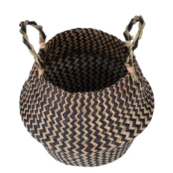 

Storage Basket Handmade Folding Wicker Grass Weaving Diamond Grain Pattern For Storing Cosmetics Dirty Clothes Fashion Flowerpot