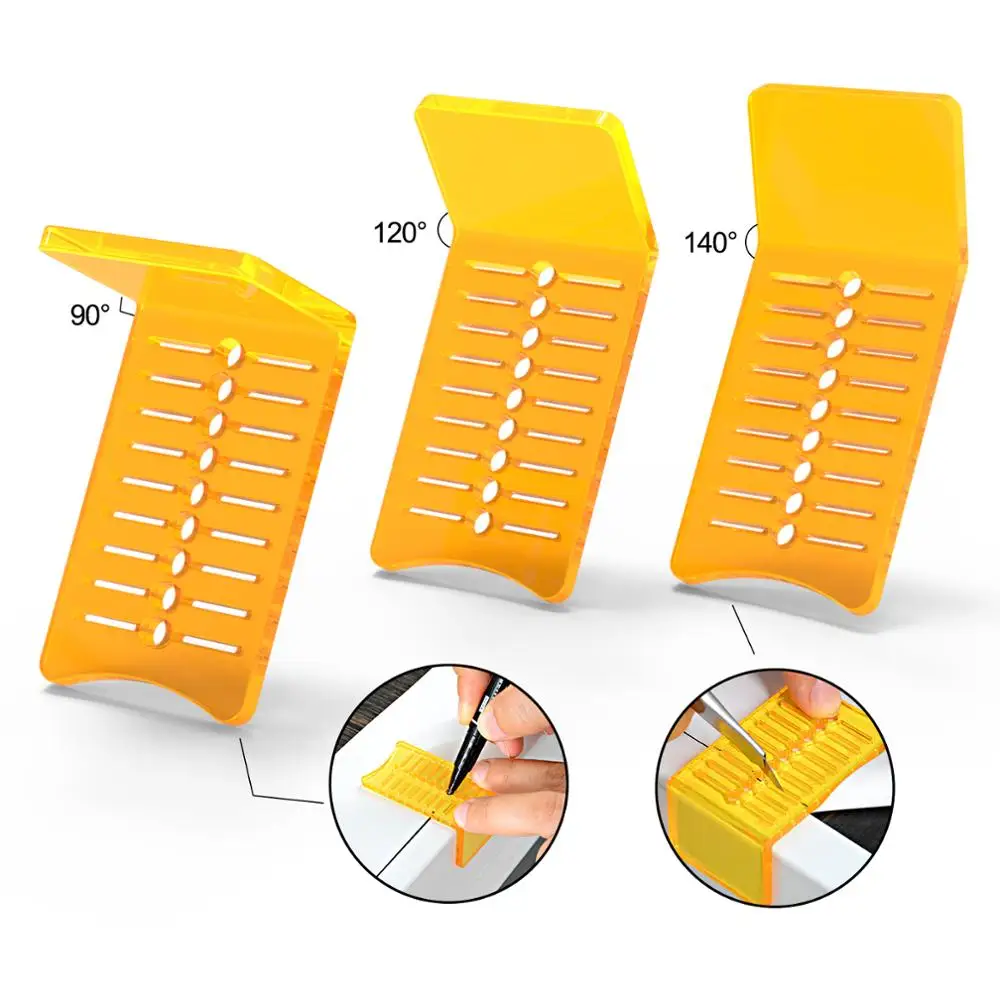

FOSHIO 3PCS Vinyl Wrap Measure Squeegee Scraper with Different Angle for Window Film Tint Woodworking DIY Car Repair Mark Tool