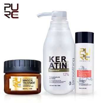 PURC 12% Brazilian Keratin Hair Treatment & Hair Mask Set Straightening Smoothing Repair Frizz Dry Hair Care for Women
