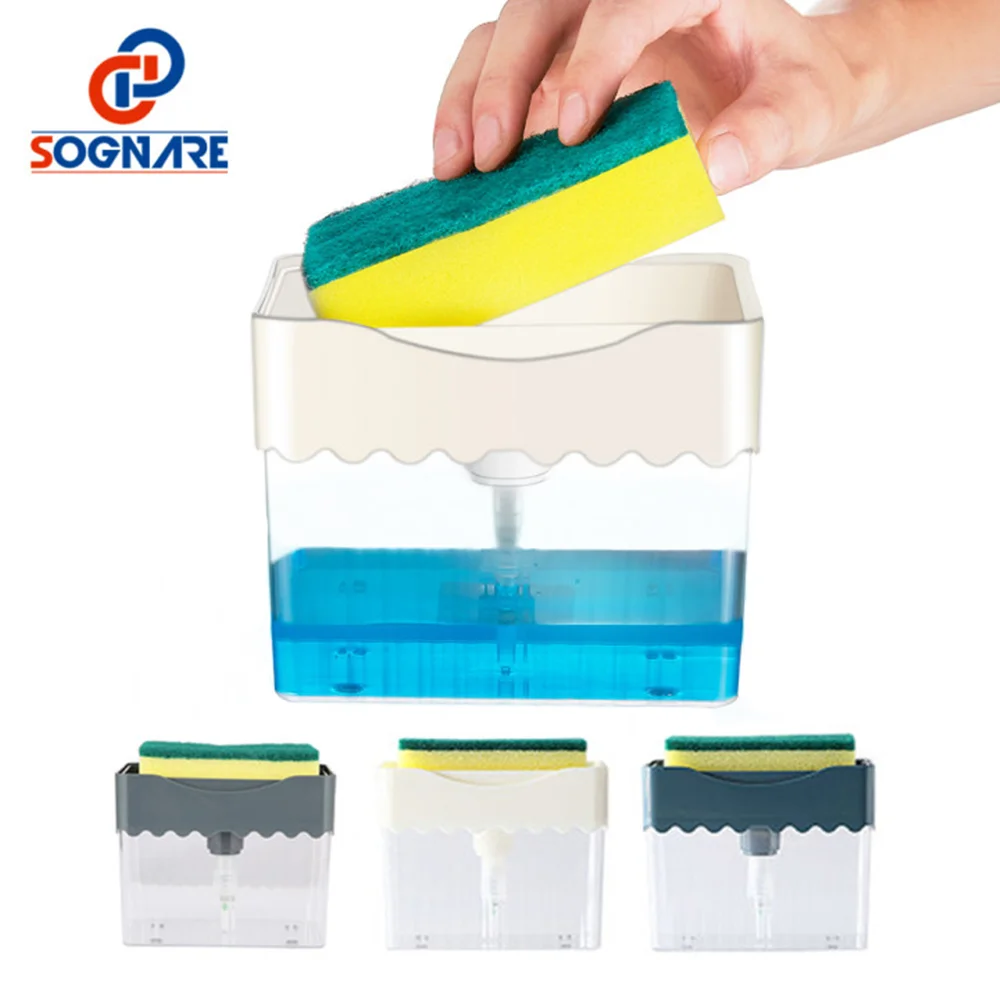 Дозатор для мыла с держателем для губки Ручной пресс кухонный дозатор для мыла кухонный дозатор для мытья жидкости контейнер/Органайзер|Дозаторы кухонного мыла|   | АлиЭкспресс