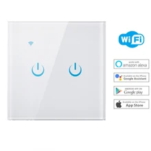 Cheap Wall Wifi Smart Light Touch Switch Control US Standard Work with Alexa Google Home 1/2/3 Gang Switch Panel Wireless Intelligence