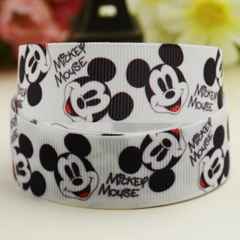

22mm 25mm 38mm 75mm Mickey Minnie Cartoon Character printed Grosgrain Ribbon party decoration 10 Yards X-02643