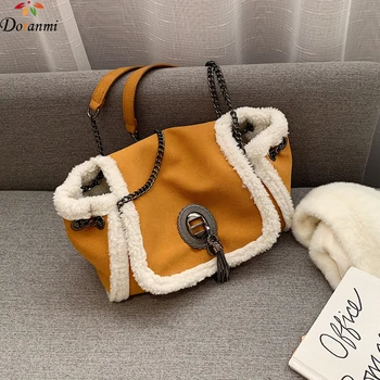 

DORANMI Soft Fur Large Handbag Women's Bags 2019 Tassel Suede Leather Shoulder Bag Female Chain Strap Shoulder Bag Bolsos BG251