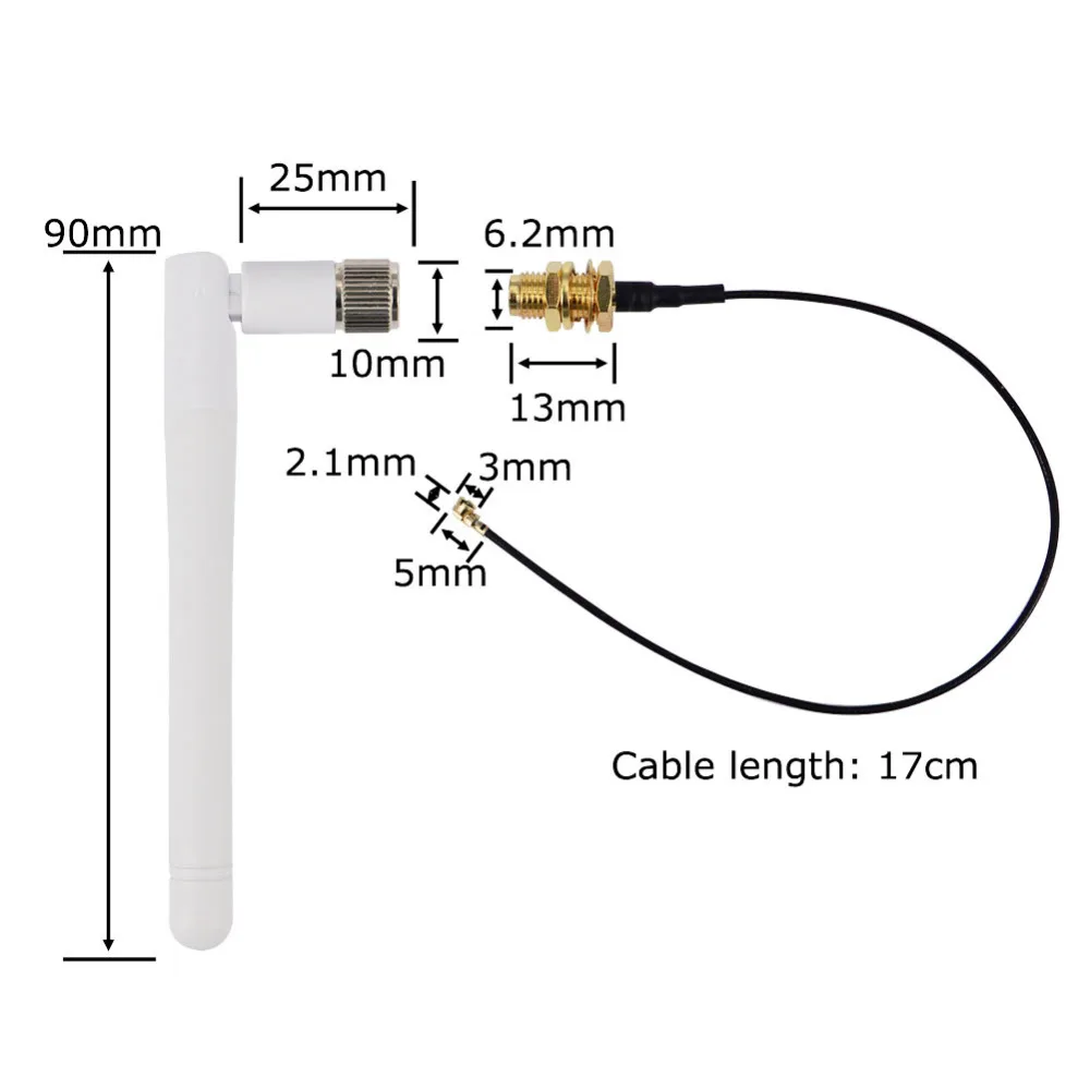 2PCS/lot 2.4GHz WiFi Antenna Aerial RP-SMA Male Wireless Router 17cm PCI U.FL IPX to RP-SMA Male Pigtail Cable 3dBi