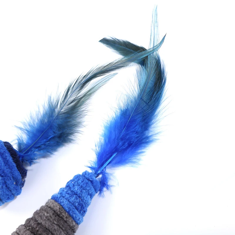 New Cat Self-excited Toy Dark Blue Series Feather Toy Home Anti-depression Plush Rope Winding