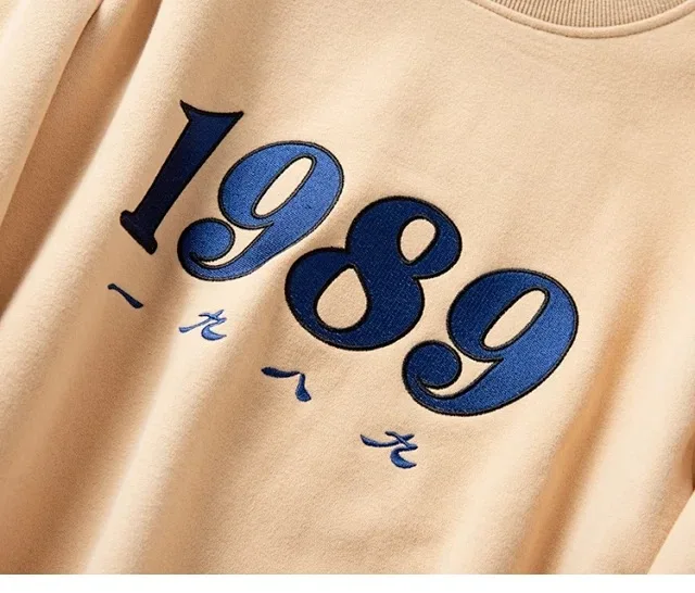 Новинка Осень Зима 1989 вышитый круглый вырез свободный и плюшевый для мужчин и женщин Повседневный свитер Harajuku с круглым вырезом