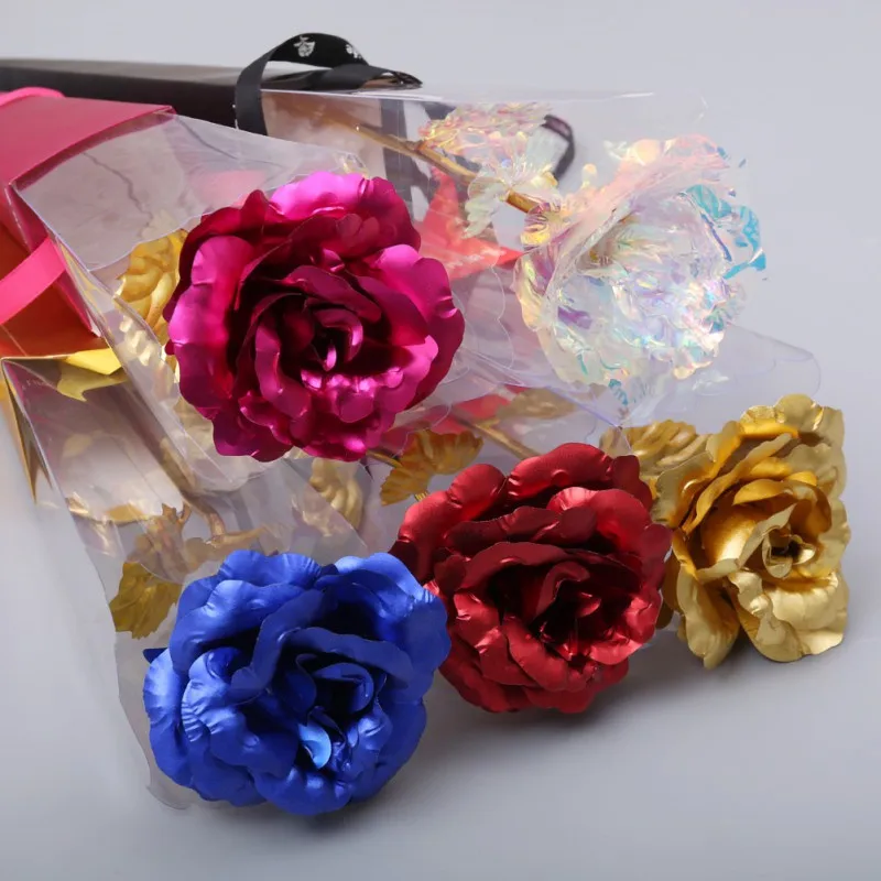 День Святого Валентина креативный подарок 24K покрытый фольгой цветок из розового золота Forever lover's Rose Искусственные Свадебные цветы Декор