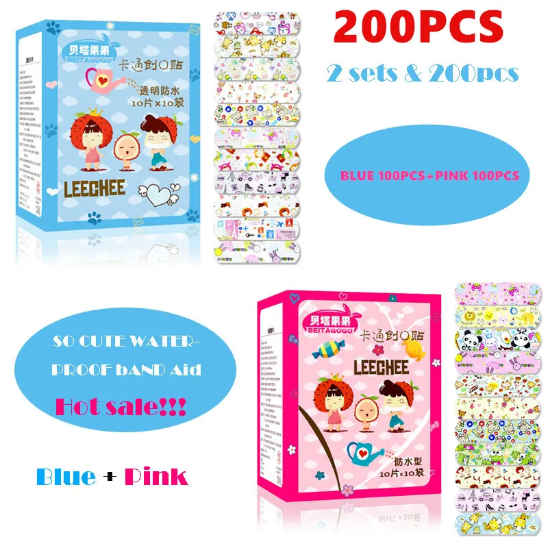 200PCSCKT 2 комплекта 200 шт мультфильм Водонепроницаемая повязка для бандажа помощи гемостатический клей для детей повязка на рану - Цвет: 200PCSCKT