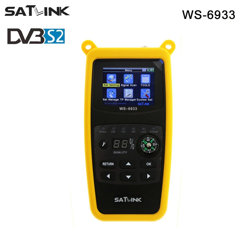 

Original Satlink WS-6933 DVB-S2 Satfinder Localizador de Satélite Digital 2.1 Polegada Display LCD WS FTA C & Banda KU 6933 WS69