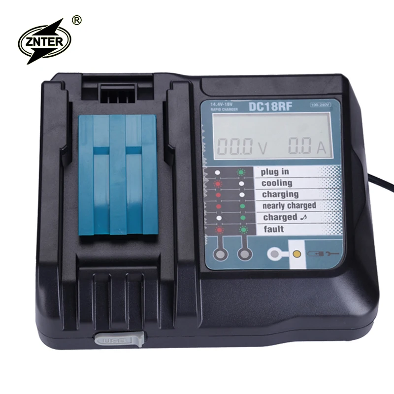 

Znter 14.4V 18V Li-Ion Battery Charger Voltage Current LCD Digital Display for Makita Dc18Rf Bl1830 Bl1815 Bl1430 Dc14Sa Dc18Sc