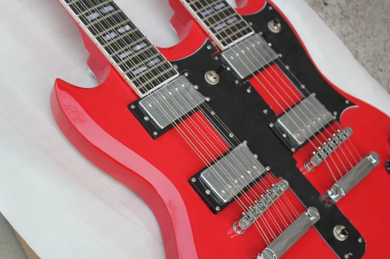 

Factory custom high quality Double Neck model 12 string +6 string double head electric guitar red.SG guitar 1275 01