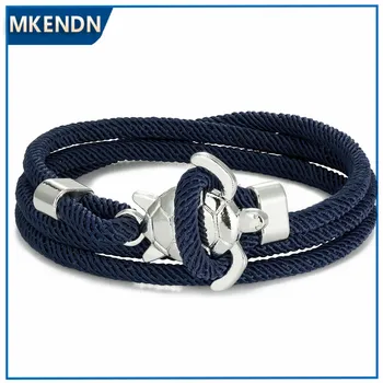 MKENDN Navy Style Turtle Multilayer Milan Rope Bracelet Charms Seablue Rope Men Women Beach Wristband Adjustable Jewelry Homme