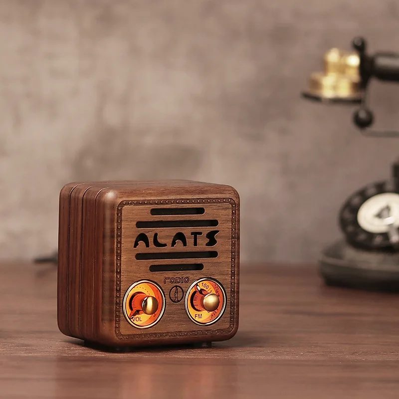 Ретро Bluetooth динамик мини модный громкий ручной работы портативный fm радио AUX