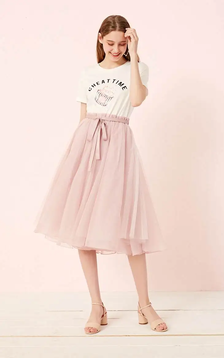 Vero Moda Новая Женская эластичная талия Однотонная юбка Gauzy | 319116546
