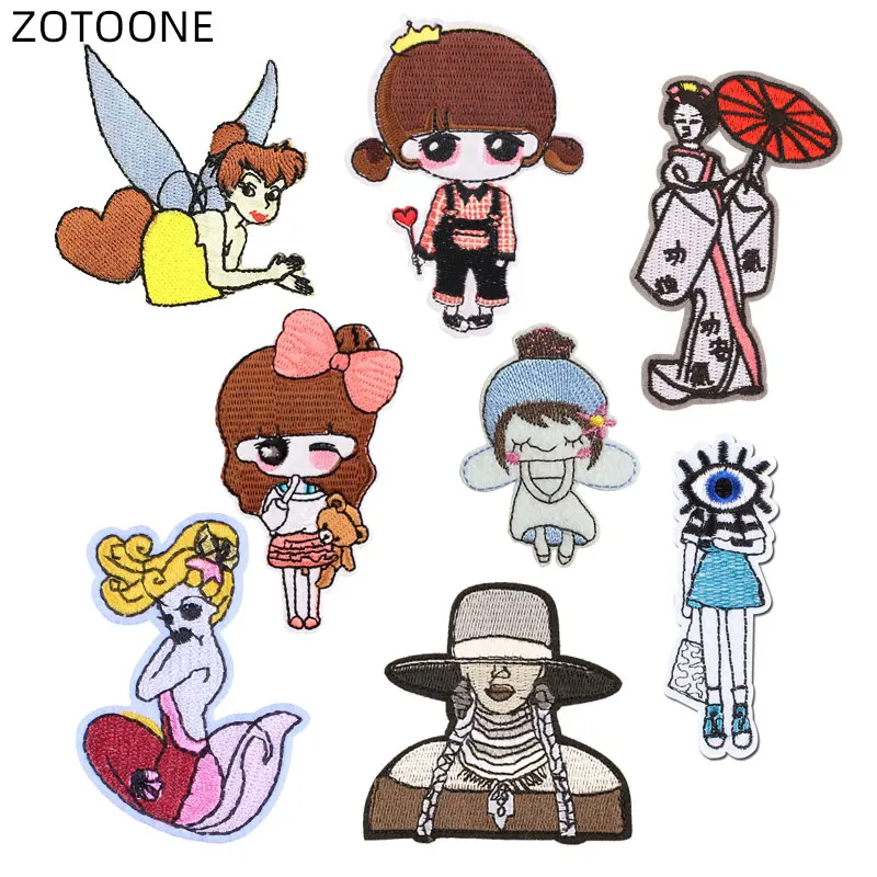 

ZOTOONE Iron on Patches Heat Transfer Lovely Girls Sew on Badge for Clothes Jeans DIY Embroidered Patch for Kids Applique G