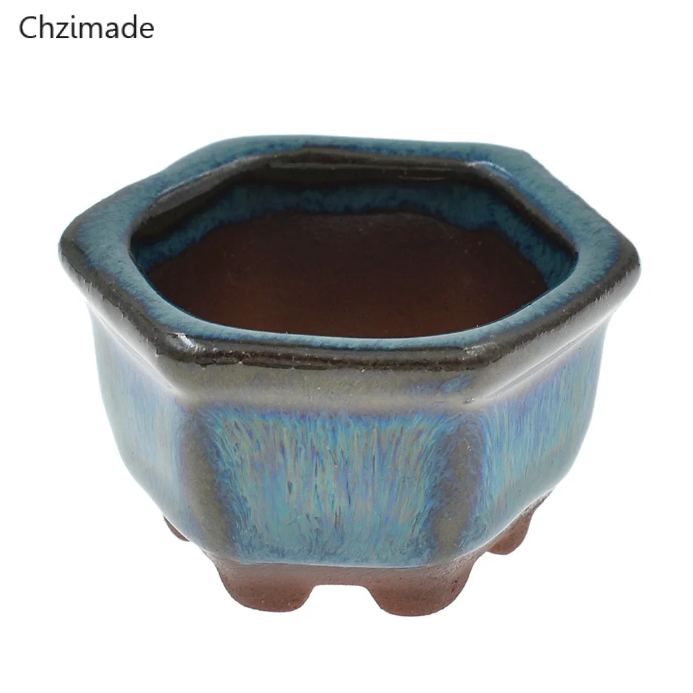 Chzimade 9 видов стилей китайские керамические бонсай цветочные горшки для цветочных растений глазурованный горшок для украшения дома - Цвет: 4