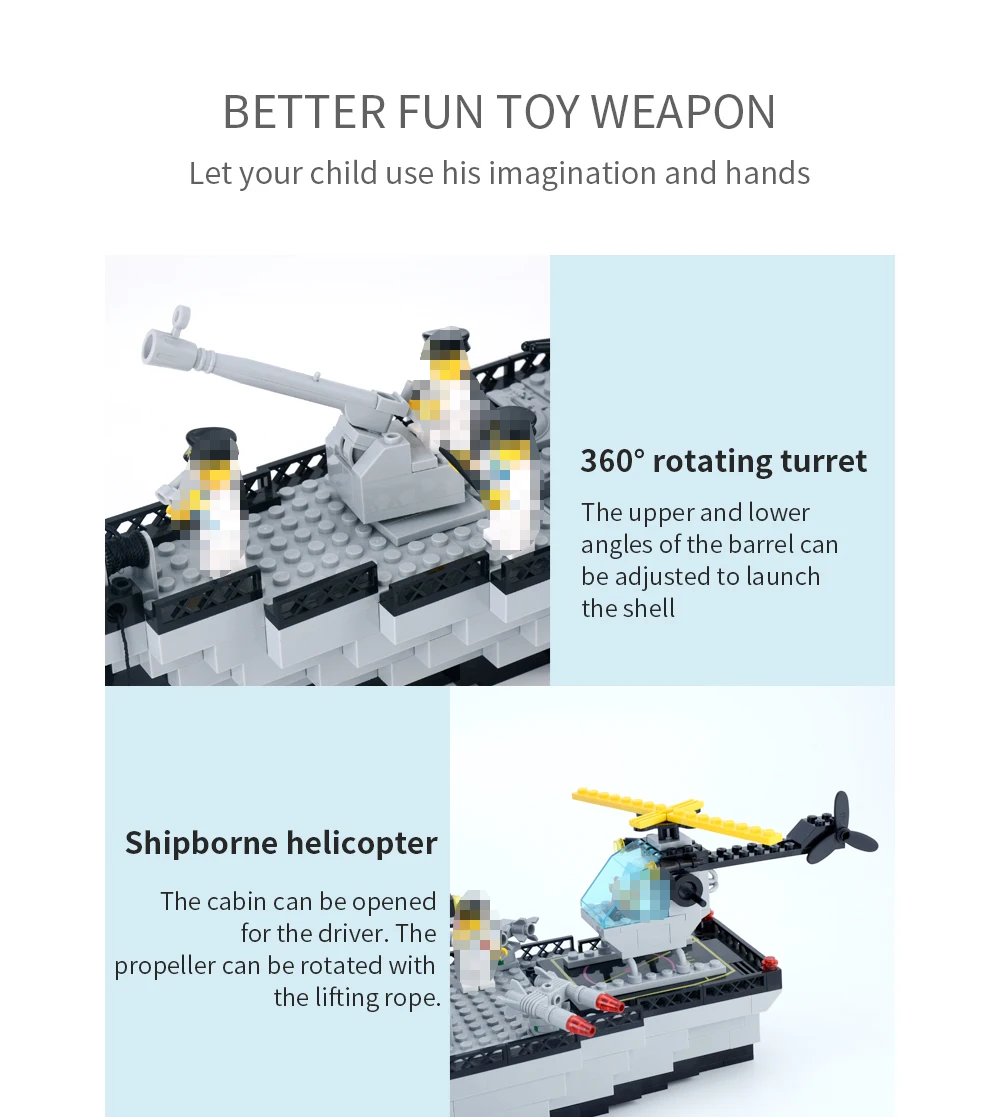1000pcs ww2 warship building blocks toys model legoINGlys warship battleship