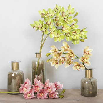 

Guangzhou Imitation Flowers Beam 3D Printing Handfeel Cymbidium Faberi Hotel Showcase Decoration Artificial Flower Potted Plant
