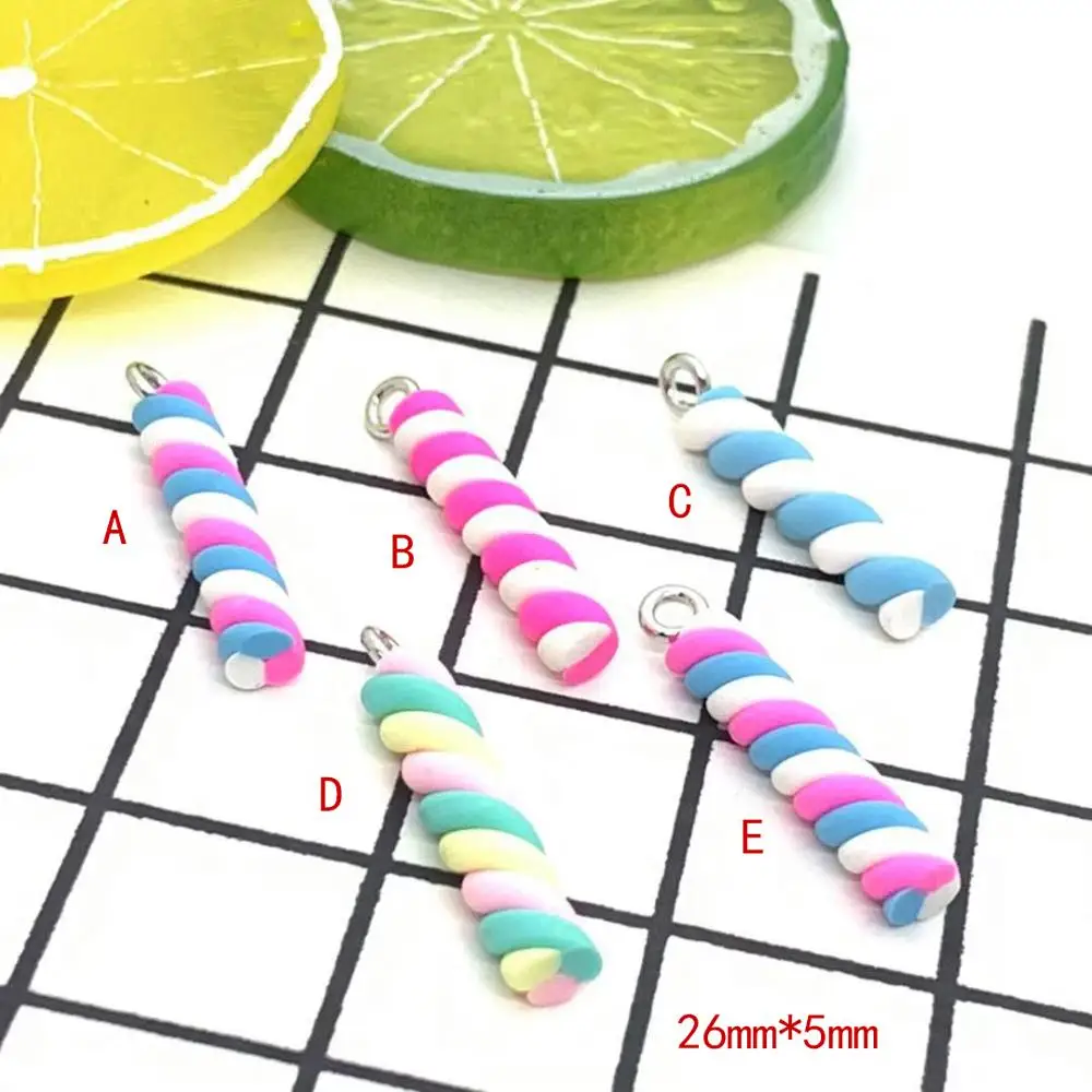 10 шт. 26*5 мм Kawaii 3D имитация смолы твист конфеты Подвески для DIY серьги брелки модные