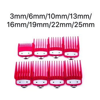 

8/10PCS Rose Red Limit Comb with Metal Clip Barber Shop Styling Guide Comb Set Hair Trimmer Attachment Hairdresser Kit