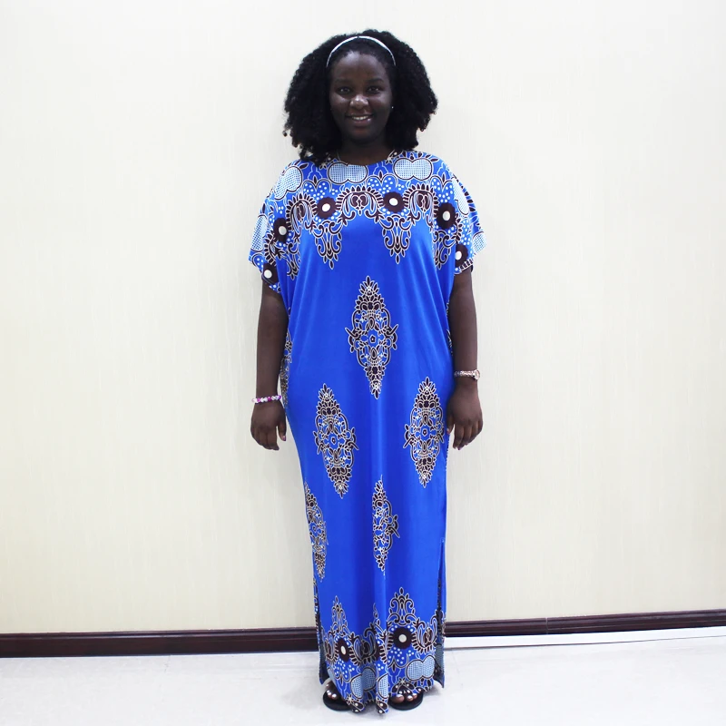 Новое модное мусульманское платье Дашики элегантное Африканское платье для женщин Кафтан абайя Дубай платье для женщин платье - Цвет: Синий