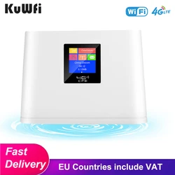 Kuwfi 4g roteador sem fio 150mbps cat4 roteador desbloqueado com com wan/lan rj45 wifi lte hotspot roteador com slot para cartão sim