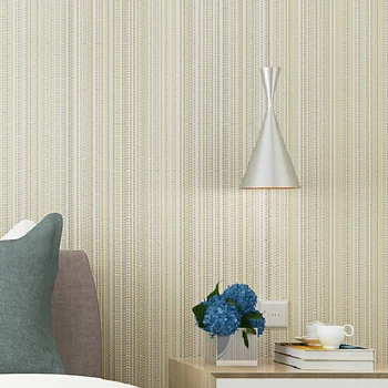 

Modern Simple Vertical Beige Non-woven Wallpaper For DIY Home Living Room Bedroom Decoration