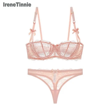 

Irene Tinnie Fashion Ultrathin Lingerie Set Plus Size Sexy Bras Lingerie Set Lace Female Transparent Bra Half Cup