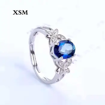 

Silver ring New fashion wedding ring butterfly in dark color oval blut topaz fine jewelry 925 silver, the best woman's gift