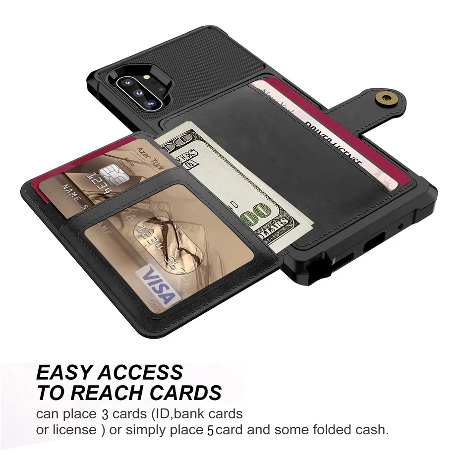 Для samsung Galaxy Note 10 Plus Note 10 чехол для кредитных карт из искусственной кожи флип-бумажник держатель для фото твердая задняя крышка для Galaxy Note 10