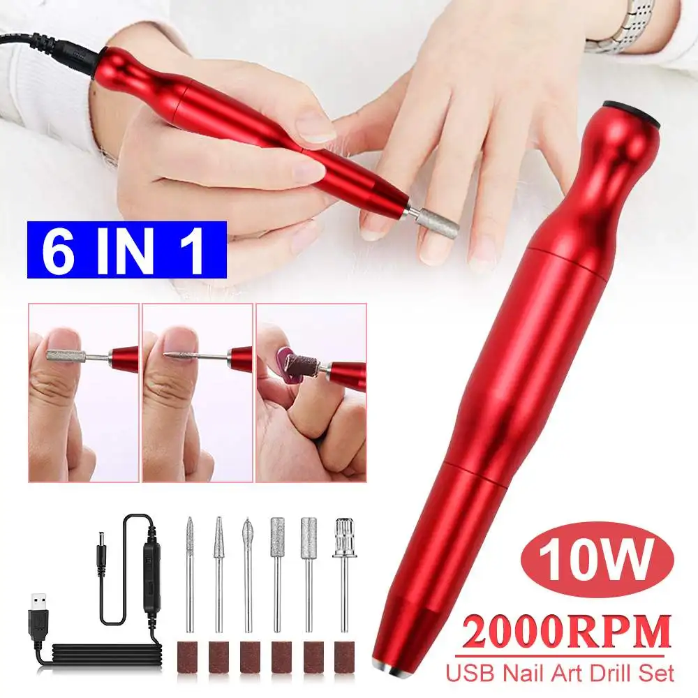 12 В Профессиональная USB электрическая дрель для ногтей, ручка, портативный салонный маникюр, Полировочная пилка, электрические маникюрные дрели, инструменты для ногтей