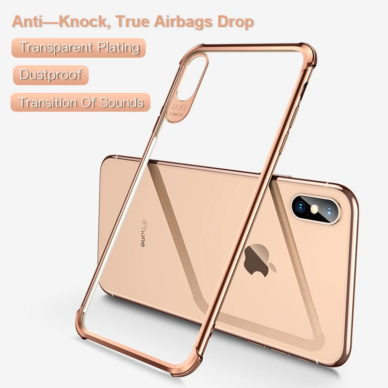 Прозрачный чехол из ТПУ для iPhone X Роскошный телефона XR XS MAX с покрытием