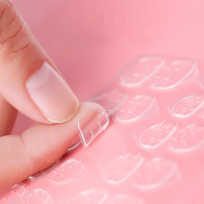 

5 Sheets Fake Nails Sticker Transparent Double Sided Self Adhesive False Nails Tapes Stickers Nail Tips Extension Stick Tools