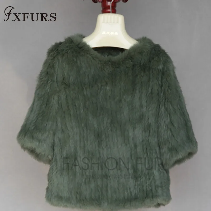 FXFURS роскошное вязаное пальто из кроличьего меха женская куртка из натурального кроличьего меха Меховой жилет из кроличьего меха пуловер для девочек 9 цветов