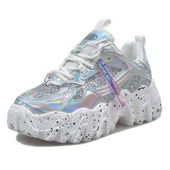 

Siddons BlingBling Glitter Women Platform Sneakers Breathable Round Toe Leisure Flats Chunky Shoes Woman Casual Sneakers Mujer
