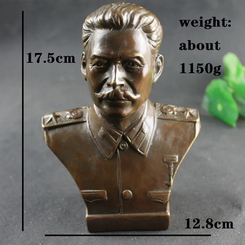 Antique Brass Russian Great Man Leader Joseph Stalin Bust Bronze Statue BIG Figurines Retro Copper Desktop Ornament Decor Crafts 3