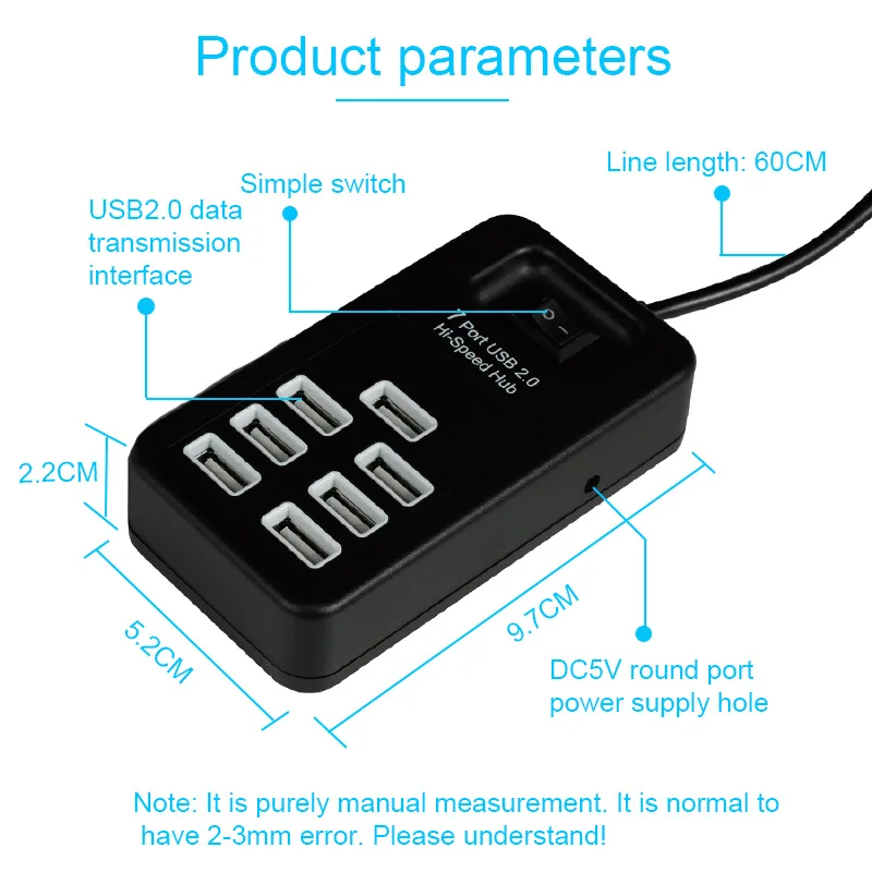 BKSCY usb-хаб 2,0 Мульти USB 2,0 разветвитель 4/7/10 портов Hab с переключателем ВКЛ/ВЫКЛ адаптер для ПК Компьютерные аксессуары usb-хаб