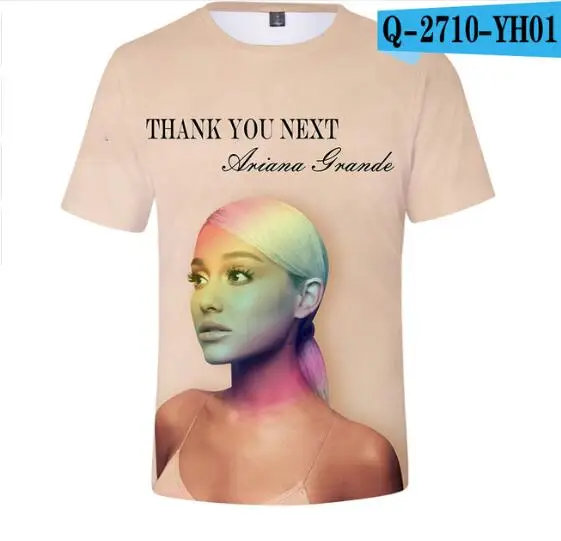 3D Новая летняя футболка Ariana Grande Thank U Next женские футболки с 3D принтом Harajuku уличная Женская футболка для девочек - Цвет: 3D