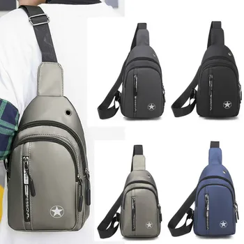 

Men Chest Sling Pack Satchel Shoulder Bag Waterproof USB Charge Small Day Packs Fashion Casual Multifunction Shoulder Crossbody